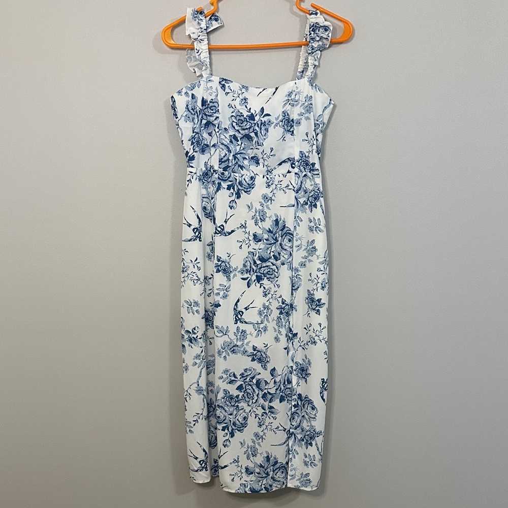 Blue Floral Midi Dress